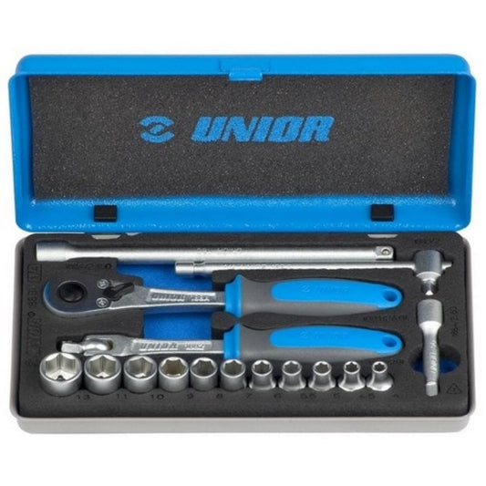  UNIOR  Coffret métal de douille 1/4" 6 pans 16 pièces  Douille, OUTIL A MAIN RANGESTOCK