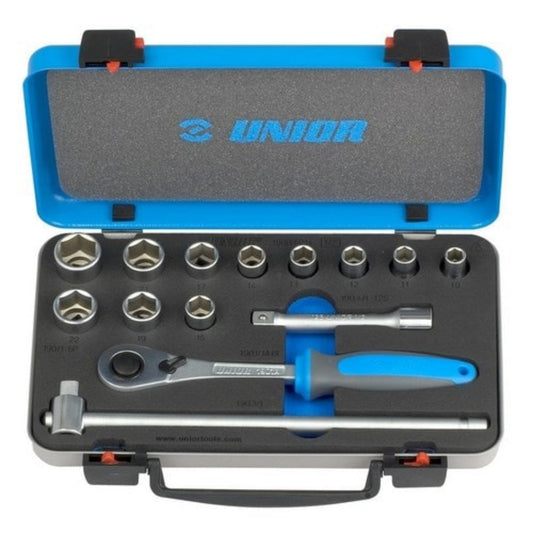  UNIOR  Coffret métal de douilles 1/2" 6 pans 14 pièces  Douille, OUTIL A MAIN RANGESTOCK