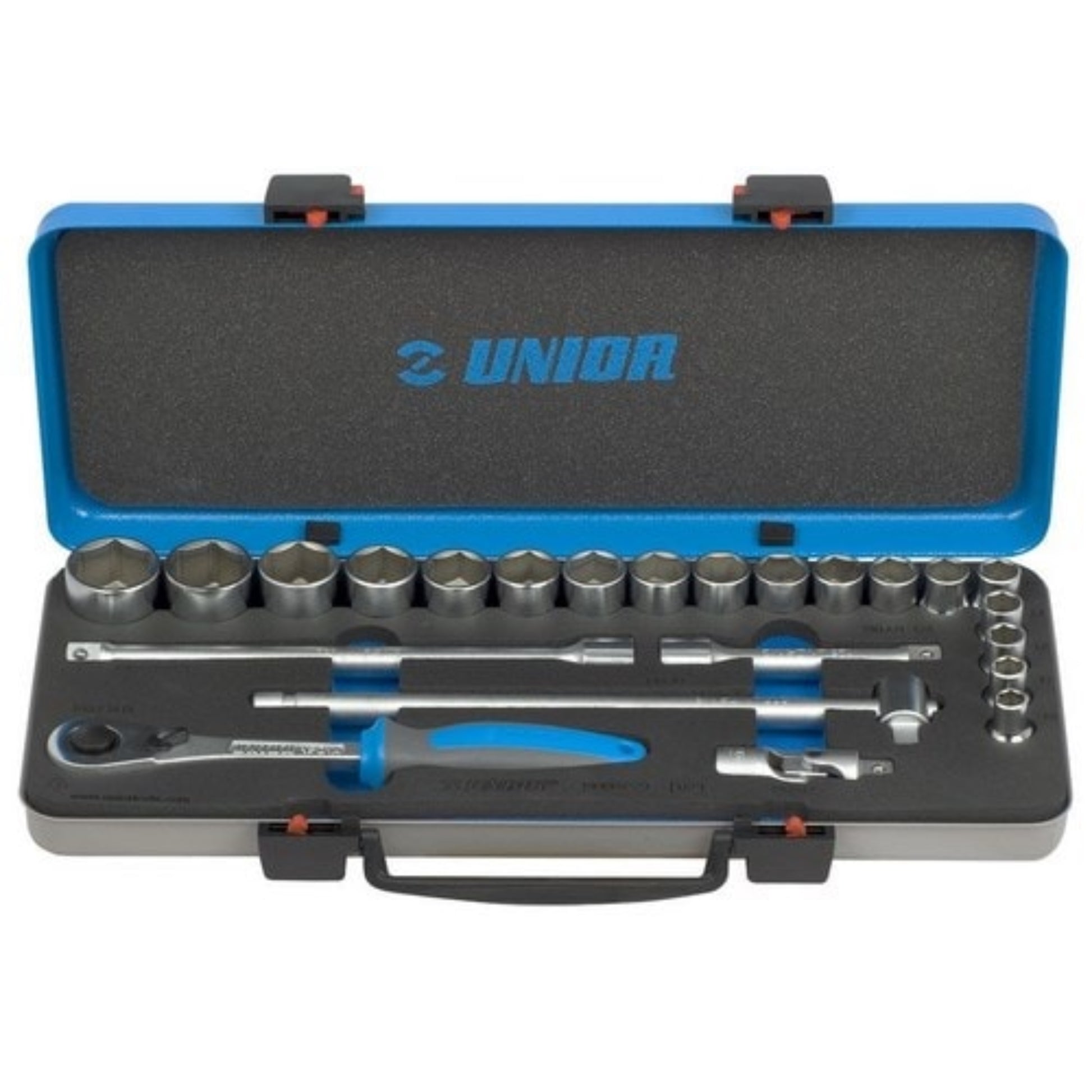  UNIOR  Coffret métal de douilles 1/2" 6 pans 23 pièces  Douille, OUTIL A MAIN RANGESTOCK