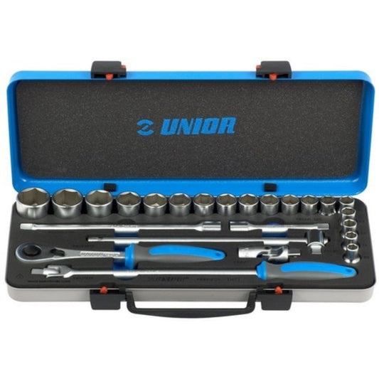  UNIOR  Coffret métal de douilles 1/2" 6 pans 24 pièces  Douille, OUTIL A MAIN RANGESTOCK