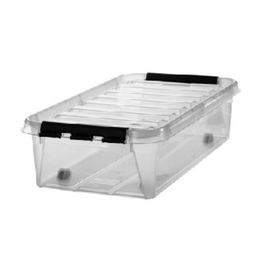 Boite plastique transparente plate avec roulettes 31L  BOITE & BAC, boite plastique SMARTSTORE RANGESTOCK