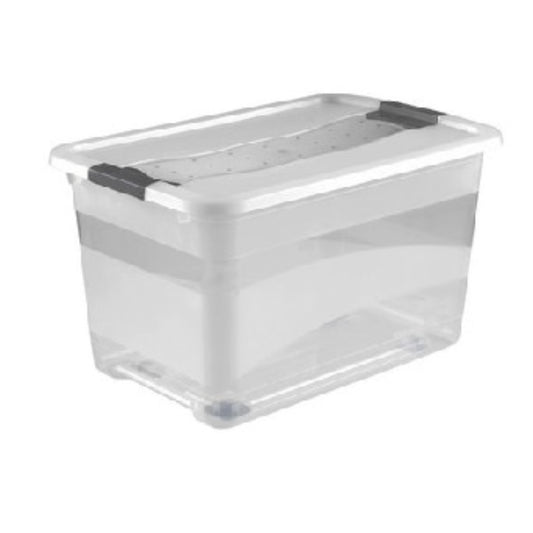 Bac de rangement plastique à roulettes 52L  Bac plastique avec couvercle, BOITE & BAC KEEEPER RANGESTOCK