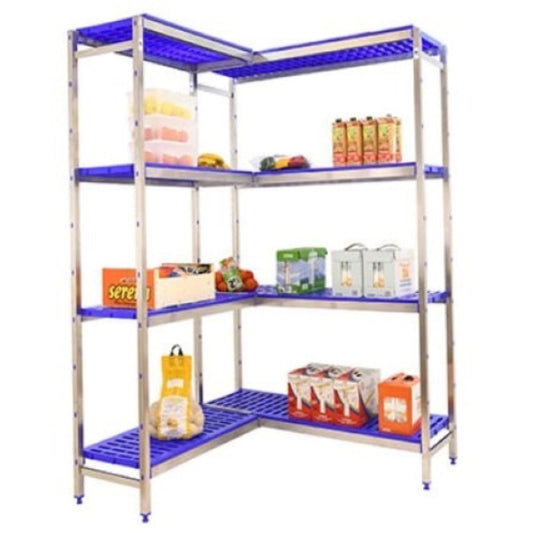 Etagère inox d'angle H1600mm 4 niveaux plastiques  ETAGERE, Etagère inox / plastique SIMON RACK RANGESTOCK