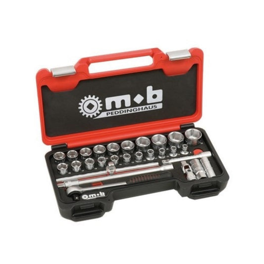  MOB OUTILLAGE  Coffret outillage 1/2" (8 à 32mm) 6 pans cliquet rond - 28 pièces  composition outillage, OUTIL A MAIN RANGESTOCK