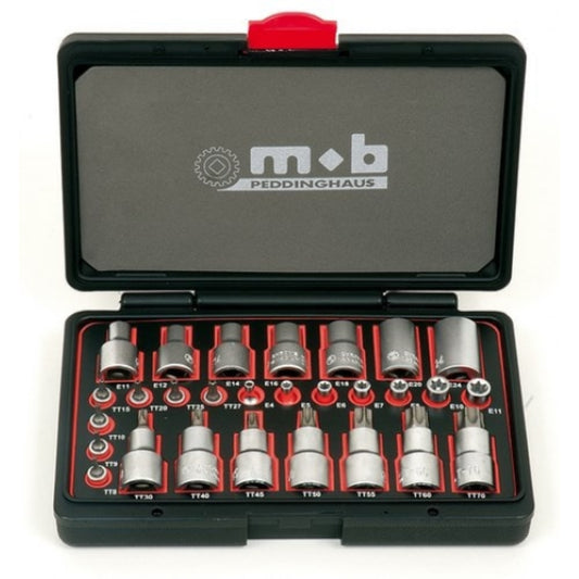  MOB OUTILLAGE  Coffret outillage douilles TORX 1/4" - 1/2" - 28 pièces  composition outillage, OUTIL A MAIN RANGESTOCK