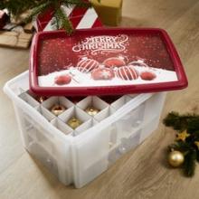 Nesta boîte de rangement Noël 45L avec insert pour 64 boules